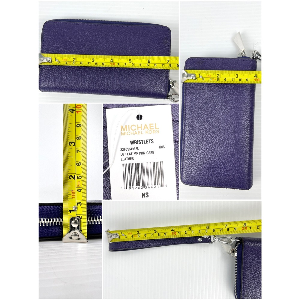 Michael Kors Mercer Smartphone Wristlet Iris‎ Purple Pebbled Leather 32F6SM9E3L - Picture 9 of 10